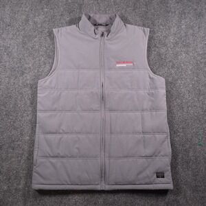 Travis Mathew Cold Bay Puffer Vest Mens L Gray Full Zip Quilted Embroidered